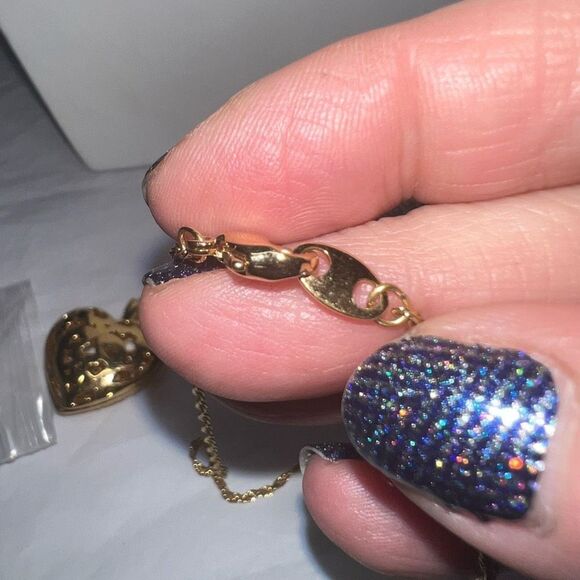 Vintage Gold Plated Filagree Heart Charm with Crystals - Picture 7 of 10